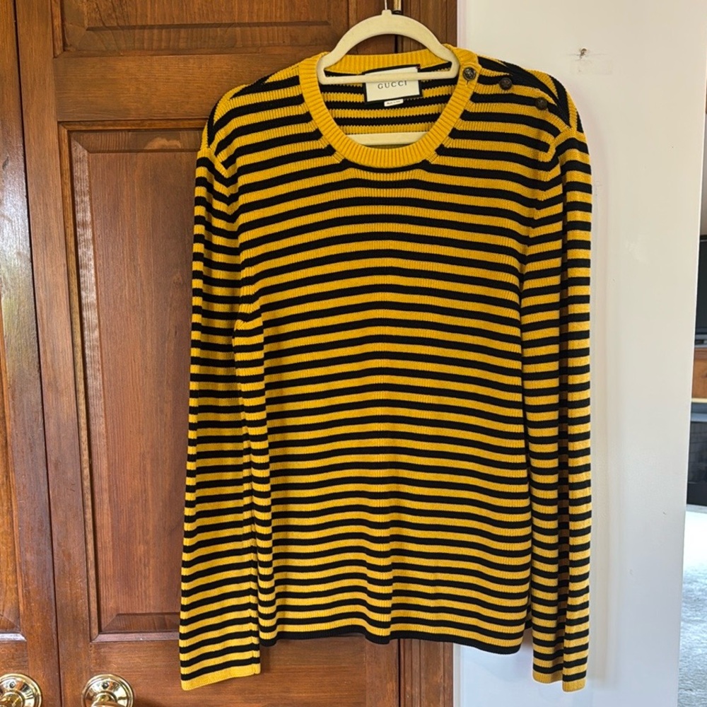 Gucci Yellow and Black Striped Sweater